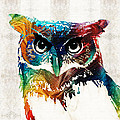 Colorful Owl Art - Wise Guy - By Sharon Cummings Painting by Sharon Cummings Colorful Owl Art - Wise Guy - By Sharon Cummings Painting by Sharon Cummings