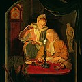 Couple Counting Money By Candlelight, 1779 Panel by Michiel Versteegh Couple Counting Money By Candlelight, 1779 Panel by Michiel Versteegh
