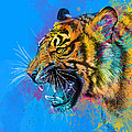 Crazy Tiger Digital Art by Olga Shvartsur Crazy Tiger Digital Art by Olga Shvartsur