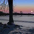 Distant Winter Moonrise by Larry Landolfi