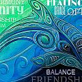 Dolphin Totem Wordart Painting by Reina Cottier