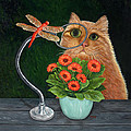 Dragonfly and Cat Painting by Karen Zuk Rosenblatt Dragonfly and Cat Painting by Karen Zuk Rosenblatt