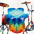 Drum Set Art - Color Fusion Drums - By Sharon Cummings by Sharon Cummings Drum Set Art - Color Fusion Drums - By Sharon Cummings by Sharon Cummings