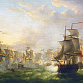 Dutch and English Fleets Painting by Martinus Schouman Dutch and English Fleets Painting by Martinus Schouman