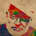 Ernest Hemingway Watercolor Portrait On Worn Distressed Canvas by Design Turnpike Ernest Hemingway Watercolor Portrait On Worn Distressed Canvas by Design Turnpike