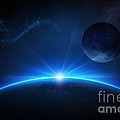 Fantasy Earth and Moon with sunrise by Johan Swanepoel Fantasy Earth and Moon with sunrise by Johan Swanepoel