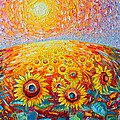 Fields Of Gold - Abstract Landscape With Sunflowers In Sunrise Painting by Ana Maria Edulescu Fields Of Gold - Abstract Landscape With Sunflowers In Sunrise Painting by Ana Maria Edulescu