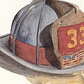 Firefighter Helmet With Melted Visor Painting by Ken Powers Firefighter Helmet With Melted Visor Painting by Ken Powers