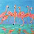 Flamingos Painting by Julie Derice