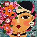 Frida Kahlo with Flowers and Skull Painting by Andree Chevrier Frida Kahlo with Flowers and Skull Painting by Andree Chevrier