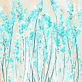 Garden Of Blues- Teal And Cream Art Painting by Lourry Legarde Garden Of Blues- Teal And Cream Art Painting by Lourry Legarde