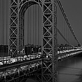 George Washington Bridge Moon Rise BW Photograph by Susan Candelario George Washington Bridge Moon Rise BW Photograph by Susan Candelario