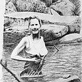 Girl In Savage Creek Drawing by Daniel Reed Girl In Savage Creek Drawing by Daniel Reed