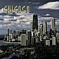 Glittering Chicago With Text Chicago Art Print by Elaine Plesser