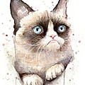 Grumpy Cat Watercolor Painting by Olga Shvartsur Grumpy Cat Watercolor Painting by Olga Shvartsur