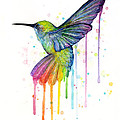 Hummingbird of Watercolor Rainbow Painting by Olga Shvartsur Hummingbird of Watercolor Rainbow Painting by Olga Shvartsur