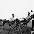 Illustration Of Jockeys Riding Horses Digital Art by Jean Pages