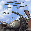Indian 841 And The B-17 Bomber SQ Photograph by Mike McGlothlen Indian 841 And The B-17 Bomber SQ Photograph by Mike McGlothlen