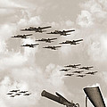 Indian 841 And The B-17 Panoramic Sepia Photograph by Mike McGlothlen Indian 841 And The B-17 Panoramic Sepia Photograph by Mike McGlothlen