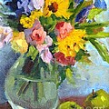 Irises and Apples Painting by Maria Hunt Irises and Apples Painting by Maria Hunt