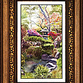 Japanese Garden In Vintage Frame Painting by Irina Sztukowski Japanese Garden In Vintage Frame Painting by Irina Sztukowski