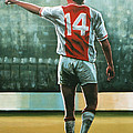 Johan Cruijff Nr 14 Painting Painting by Paul Meijering Johan Cruijff Nr 14 Painting Painting by Paul Meijering