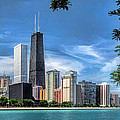 John Hancock Chicago Skyline Panorama Painting by Christopher Arndt