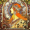 La Plume Zodiac Painting by Alphonse Mucha La Plume Zodiac Painting by Alphonse Mucha