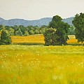 landscape art print oil painting for sale Fields Greeting Card for Sale