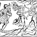 Lapps Skiing, 1555 Painting by Granger