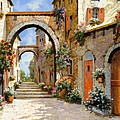 Le Porte Rosse Sulla Strada Painting by Guido Borelli Le Porte Rosse Sulla Strada Painting by Guido Borelli