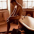 Man and Bath Painting by Troy Caperton Man and Bath Painting by Troy Caperton