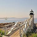 Marshall Point Lighthouse Port Clyde Maine with sailboat by Marianne Campolongo