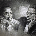 Martin Luther King Jr and Malcolm X Drawing by Ylli Haruni Martin Luther King Jr and Malcolm X Drawing by Ylli Haruni