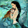 Mermaid Mother and Child Painting by Shijun Munns Mermaid Mother and Child Painting by Shijun Munns