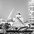 Milwaukee Skyline at Night Panorama in Black and White Photograph by Paul Velgos