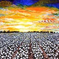 Mississippi Delta Cotton Field Sunset Painting by Karl Wagner Mississippi Delta Cotton Field Sunset Painting by Karl Wagner