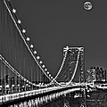 Moon Rise over the George Washington Bridge BW Photograph by Susan Candelario Moon Rise over the George Washington Bridge BW Photograph by Susan Candelario