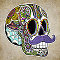 Mustache Sugar Skull Vintage Style by Tammy Wetzel Mustache Sugar Skull Vintage Style by Tammy Wetzel