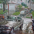 My Lincoln in the Rain Painting by Ylli Haruni My Lincoln in the Rain Painting by Ylli Haruni