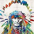 Native American Art - Chief - By Sharon Cummings Painting by Sharon Cummings Native American Art - Chief - By Sharon Cummings Painting by Sharon Cummings