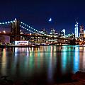 New York Skyline and Brooklyn Bridge with Crescent Moon Rising Photograph by Mitchell R Grosky New York Skyline and Brooklyn Bridge with Crescent Moon Rising Photograph by Mitchell R Grosky