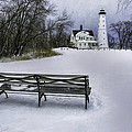 North Point Lighthouse And Bench by Scott Norris North Point Lighthouse And Bench by Scott Norris