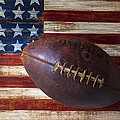 Old Football On American Flag Photograph by Garry Gay Old Football On American Flag Photograph by Garry Gay