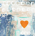 Orange Heart- abstract painting Painting by Linda Woods Orange Heart- abstract painting Painting by Linda Woods