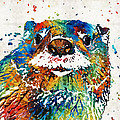 Otter Art - Ottertude - By Sharon Cummings Painting by Sharon Cummings Otter Art - Ottertude - By Sharon Cummings Painting by Sharon Cummings