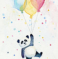 Panda Floating with Balloons Painting by Olga Shvartsur Panda Floating with Balloons Painting by Olga Shvartsur