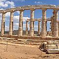 Panoramic Of The Temple Of Poseidon Photograph by Denise Railey Panoramic Of The Temple Of Poseidon Photograph by Denise Railey