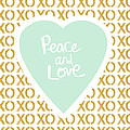 Peace and Love in Aqua and Gold Mixed Media by Linda Woods Peace and Love in Aqua and Gold Mixed Media by Linda Woods