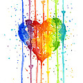 Rainbow Watercolor Heart Painting by Olga Shvartsur Rainbow Watercolor Heart Painting by Olga Shvartsur